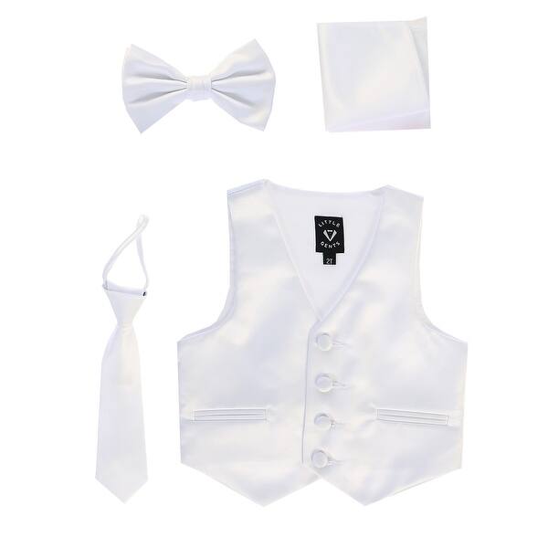 Shop Lito Baby Boys White Satin Vest Zipper Tie Hanky Bowtie
