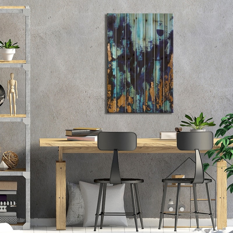 Ocean In Me Print On Wood by Monika Mickute - Multi-Color