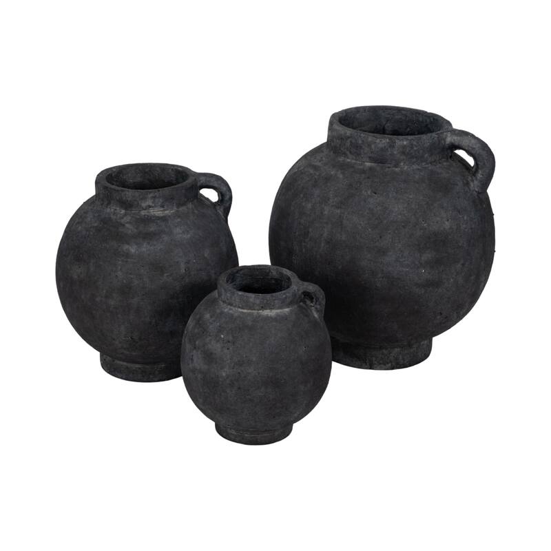 Handcrafted Terracotta Pottery Round Vase Modern Visual Interest