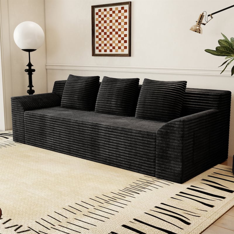 71" 3-Seater Corduroy Sofa with Deep Seat Design, Ready-to-Use for Living Room, Bedroom & Office