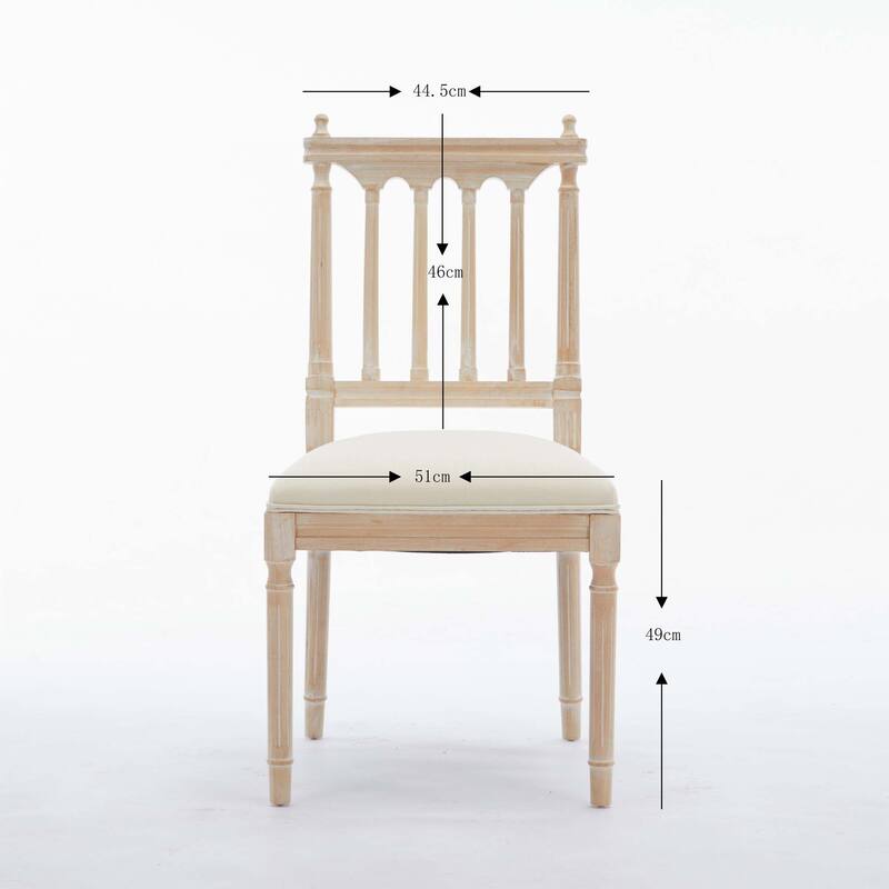 Linen Fabric Upholstered Wooden Dining Chairs,Set of 2