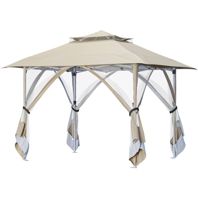 Outdoor Pop-Up Gazebo Tent With Soft Top - Beige - 12*12Ft