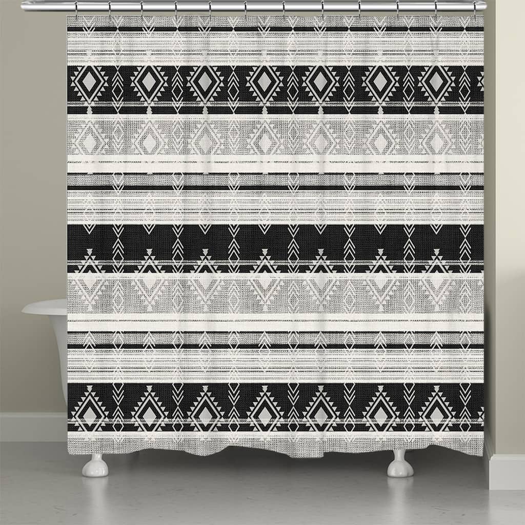 Laural Home Sierra Black and White Shower Curtain