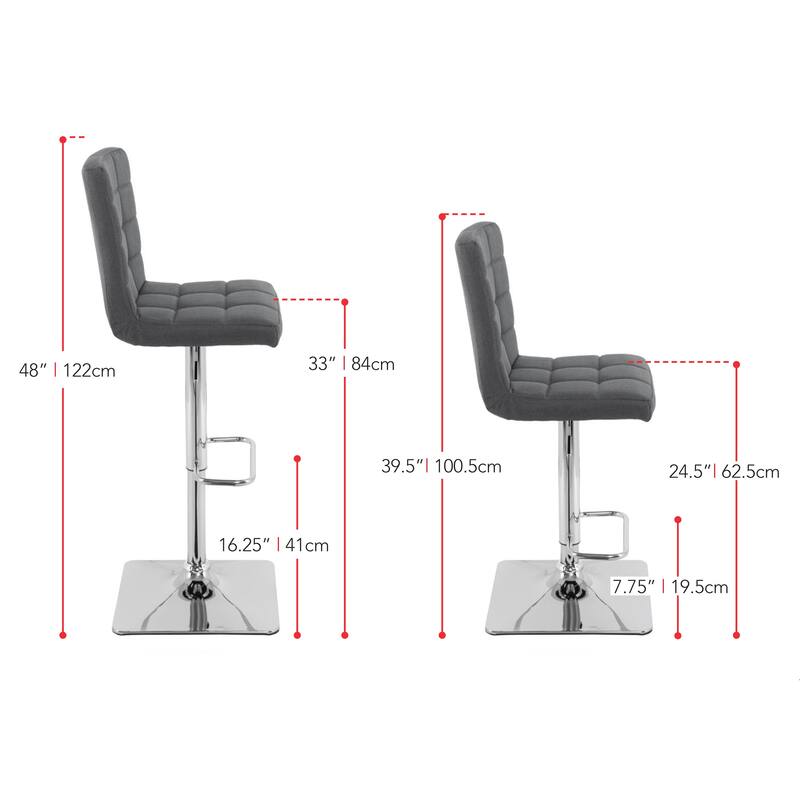 Set of 2 Gas Lift Upholstered Adjustable Barstool