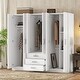 preview thumbnail 9 of 24, 6-Doors Wardrobe Armoire with 3 Drawer, Shelves and Hanging Rail