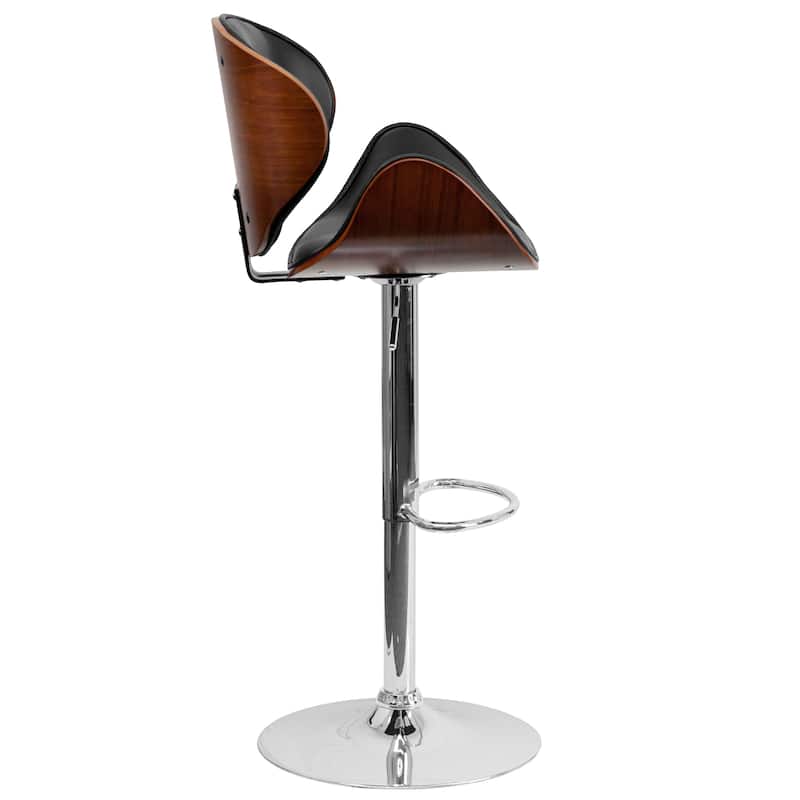 Bentwood Adjustable Height Barstool with Curved Back and Vinyl Seat - 21"W x 20"D x 37" - 45.5"H - 21"W x 20"D x 37" - 45.5"H