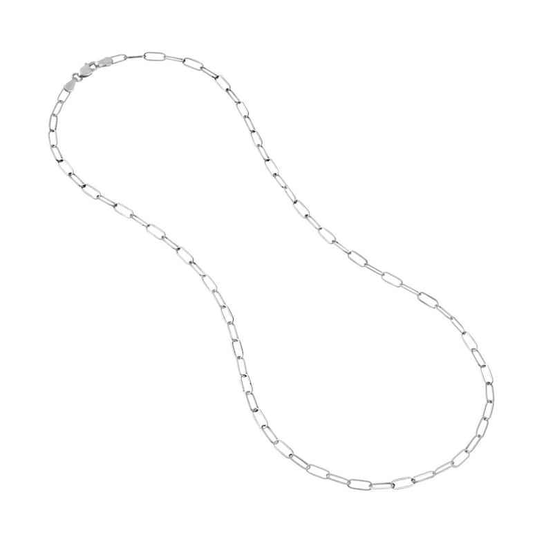 Curata 14k White Gold 3mm Paper Clip Chain Necklace (Lobster)