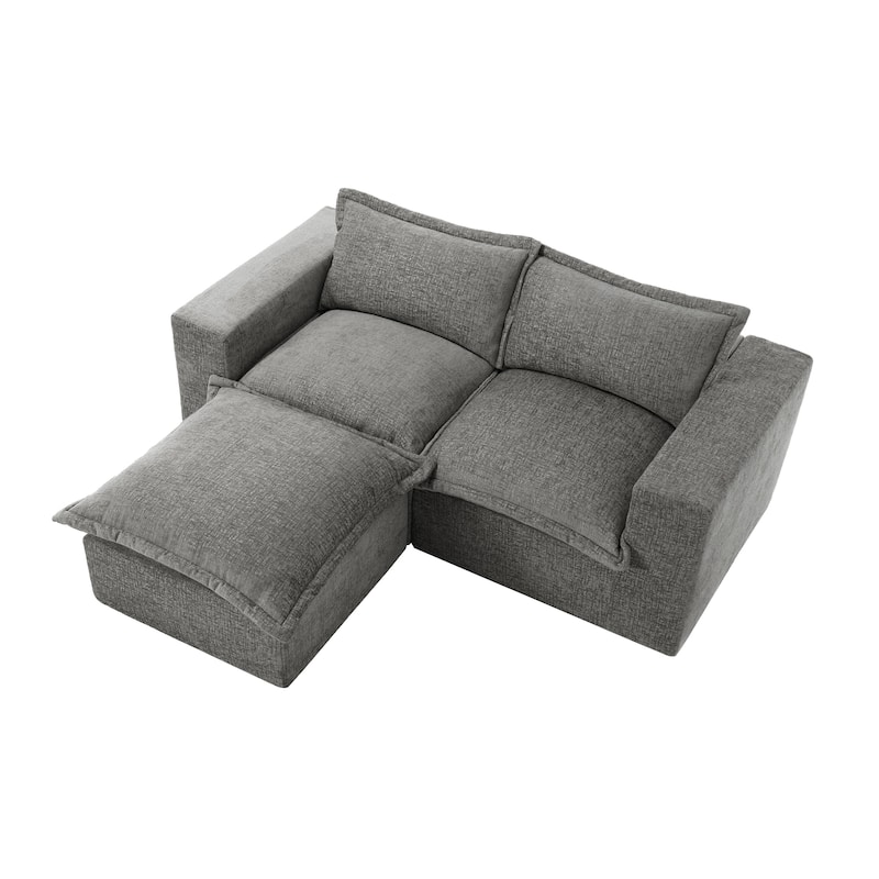 Chenille L-Shaped Modular Sectional Sofa Comfy Cloud Couch For Living Room