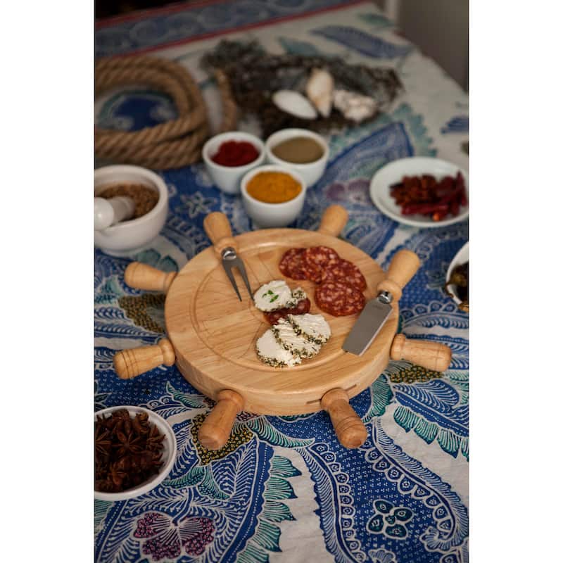 Picnic Time Mariner Lazy Susan Cheese Board & Tools Set
