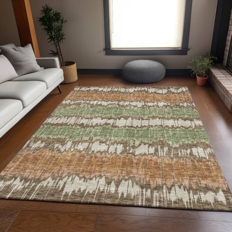 Machine Washable Indoor/ Outdoor Chantille Abstract Ombre Rug