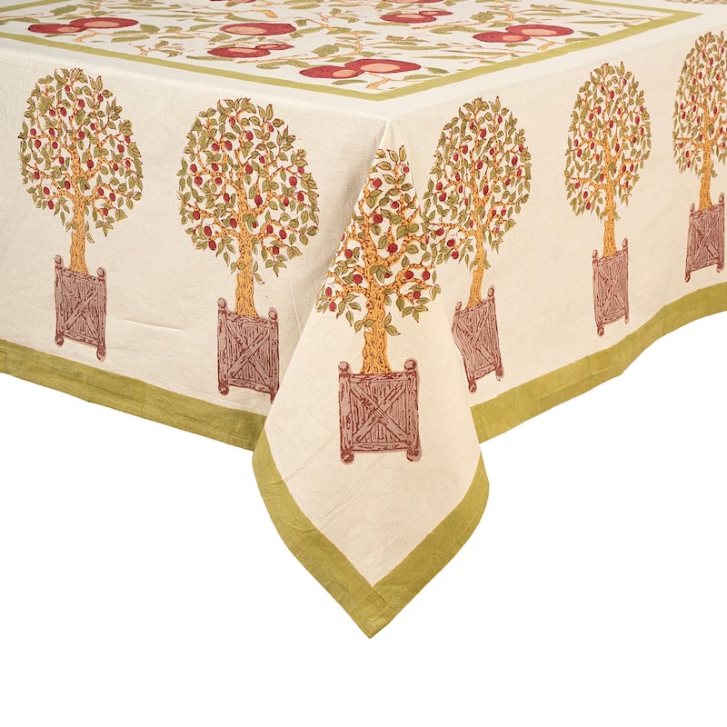 Couleur Nature Orange Tree Tablecloth - Red/Green