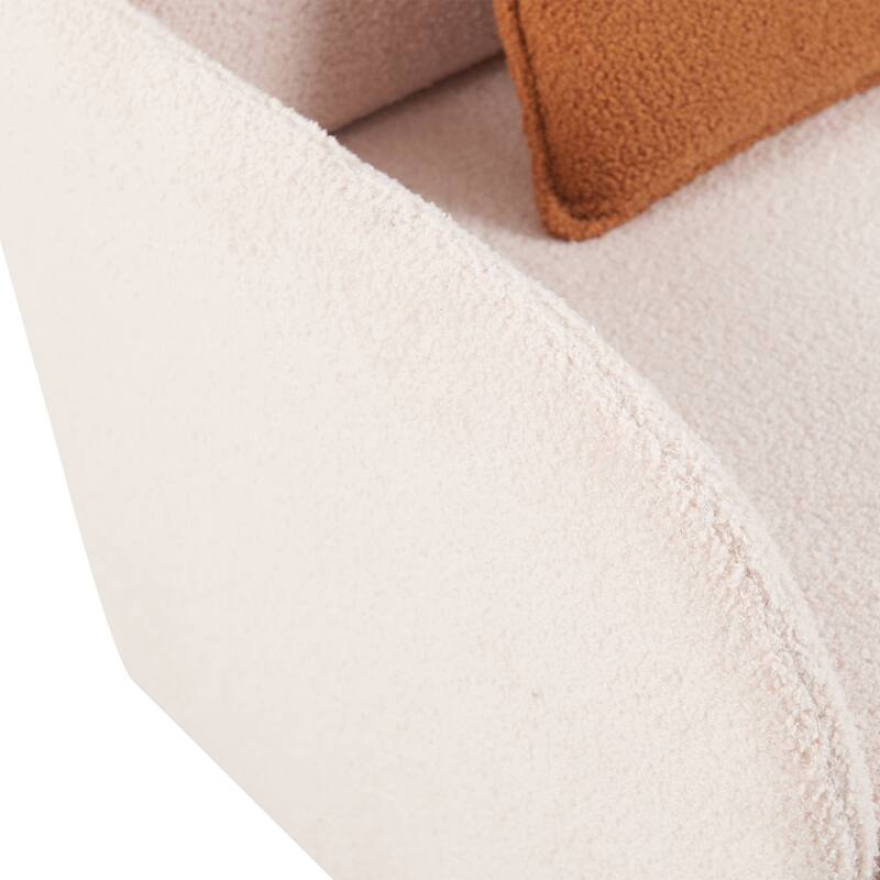 Furniture Style 2 in 1 Pet Friendly Fluffy Fabric Sherpa Upholstered Leisure Armchair with Lumbar Pillow