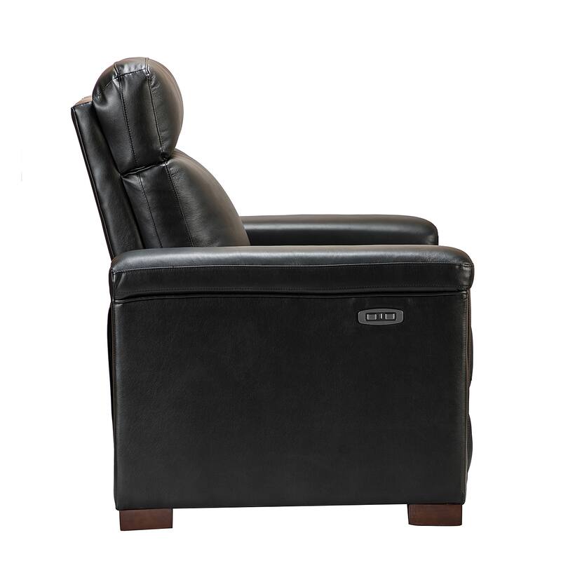 Alicia 34.65" Wide Contemporary Classic Genuine Leather Power Recliner With USB Port