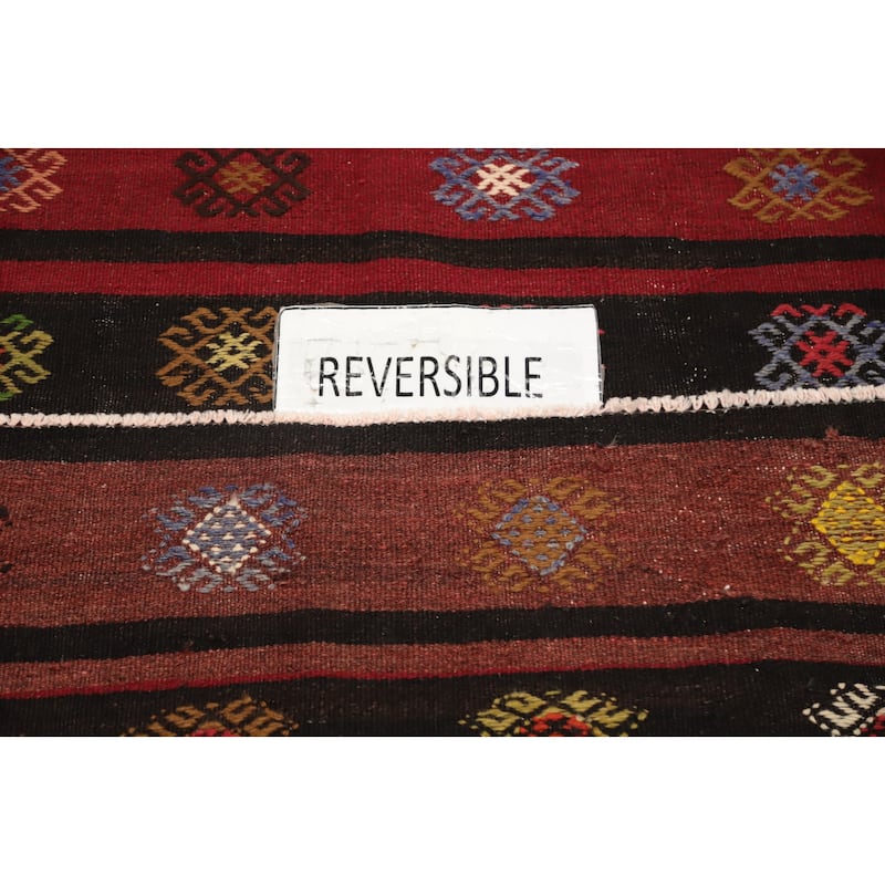 Hand Woven Oriental 100% Wool Carpet Southwestern Tribal Red Kilim Area Rug - 7' 10'' X 6' 7''