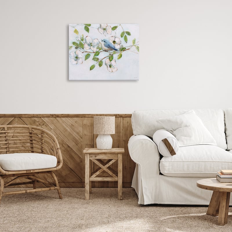 Stupell Bluebird on Dogwood Branch Canvas Wall Art Design By Sally Swatland