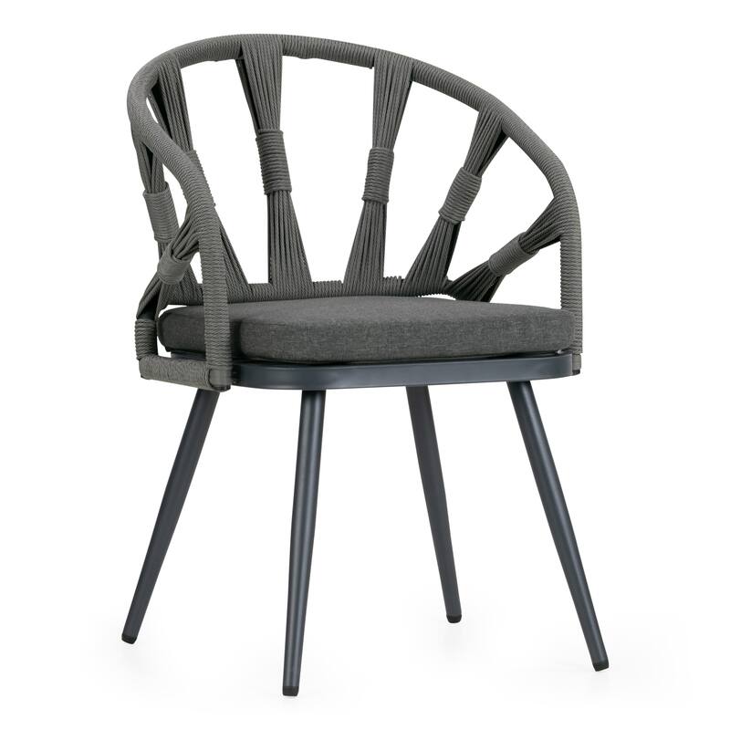 Set of 2 Binda Grey Outdoor Dining Chair with Hand-Woven Back