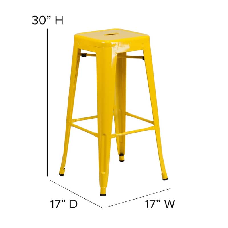 Indoor/Outdoor Backless Bar Stool with Poly Resin Seat