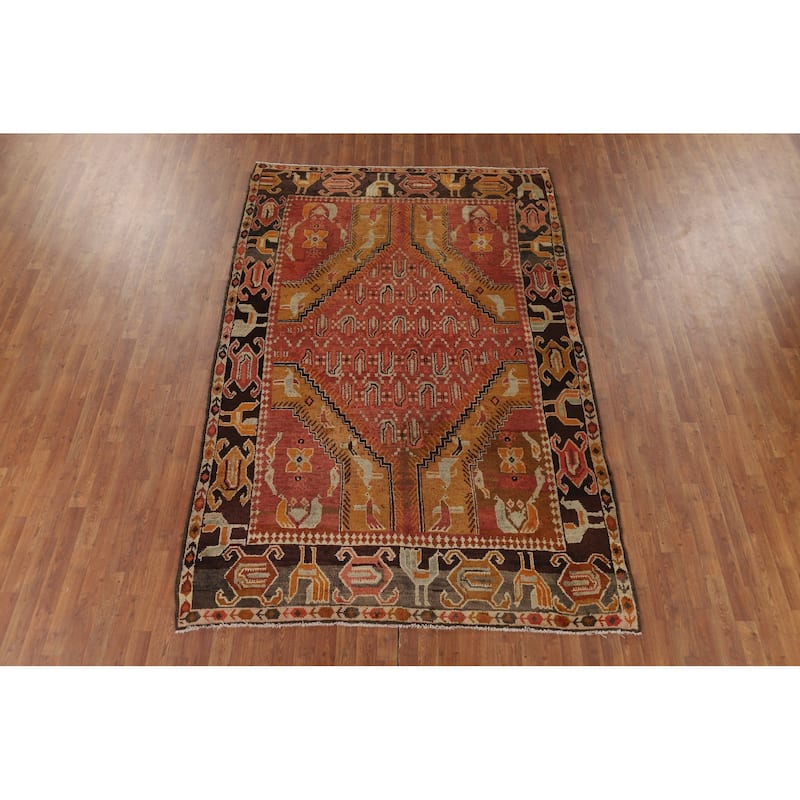 Vegetable Dye Oushak Turkish Vintage Area Rug Hand-Knotted Wool Carpet - 6'6" x 9'11"