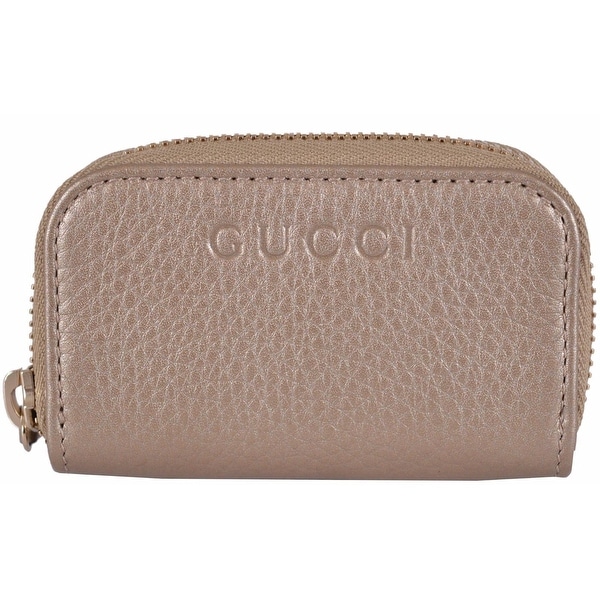 Shop Gucci 324801 Golden Beige Leather Mini Zip Around Coin Purse - golden beige - Free Shipping ...