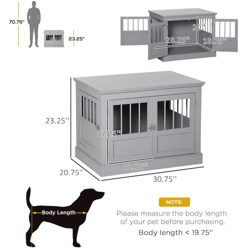 Wooden Dog Kennel Dog Crate End Table with Magnetic Doors Indoor Use Puppy Crate Dog House for Small Dogs