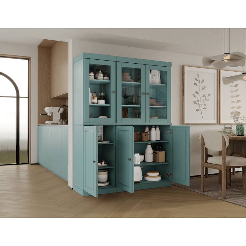 Palace Imports 100% Solid Wood 48.5" China Pantry Cabinet with Solid or Clear Glass Doors and Adjustable Shelves - 48.5" x 71.5"