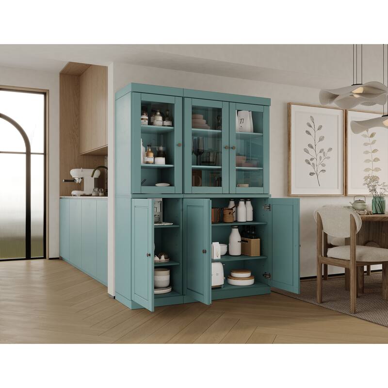 Palace Imports 100% Solid Wood Pantry China Cabinet, Raised Panel & Clear Glass Doors, 48.5" Wide, 71.5" Tall - 48.5" x 71.5"