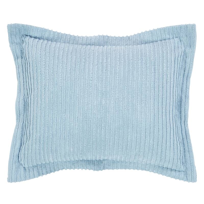 Better Trends Jullian Bold Stripes Design 100% Cotton Tufted Shams Machine Washable Tumble Dry - Blue - Standard Sham