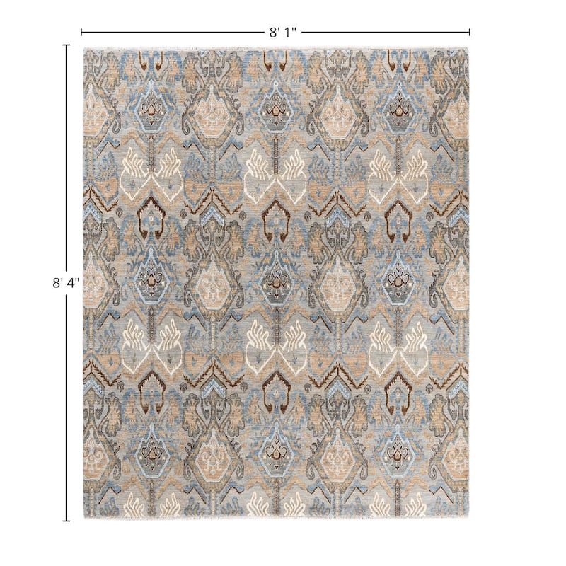 Ikat One-of-a-Kind Hand-Knotted Area Rug, Beige - 8' 1" x 8' 4"
