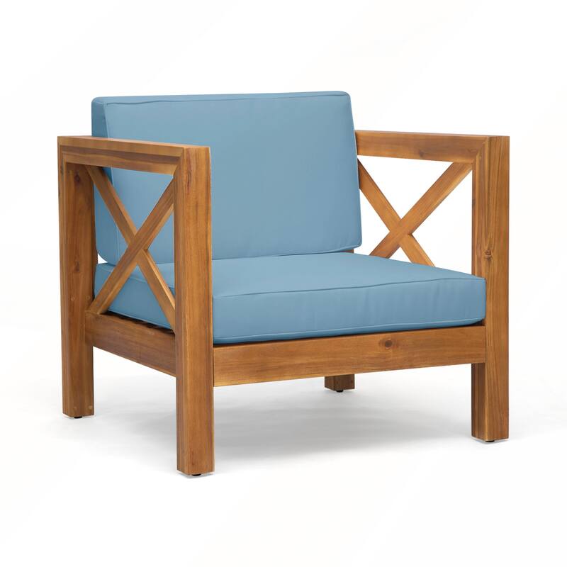 Mid Century Modern Acacia Wood Patio Club Chair