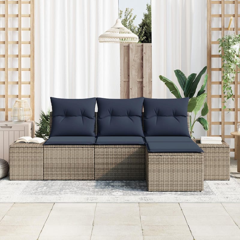 vidaXL 4 Piece Garden Sofa Set with Cushions - 94.1×46.1×27.2