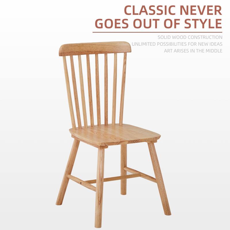 Modern Solid Wood Dining Chairs with Curved Backrests (Set of 4)