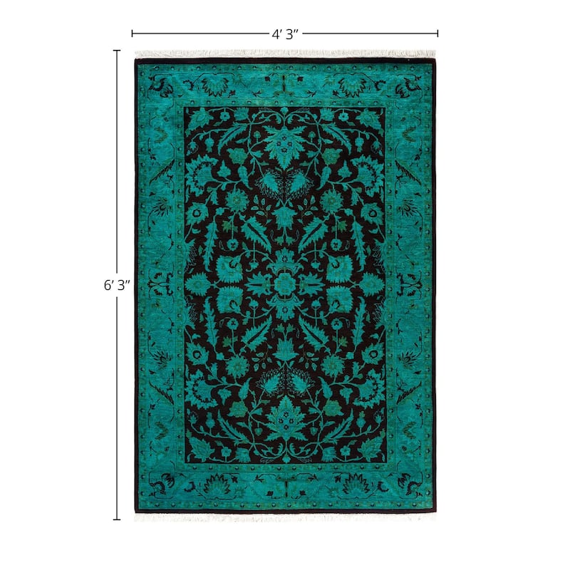 Overdyed, One-of-a-Kind Hand-Knotted Area Rug - Blue - 4' 3" x 6' 3"