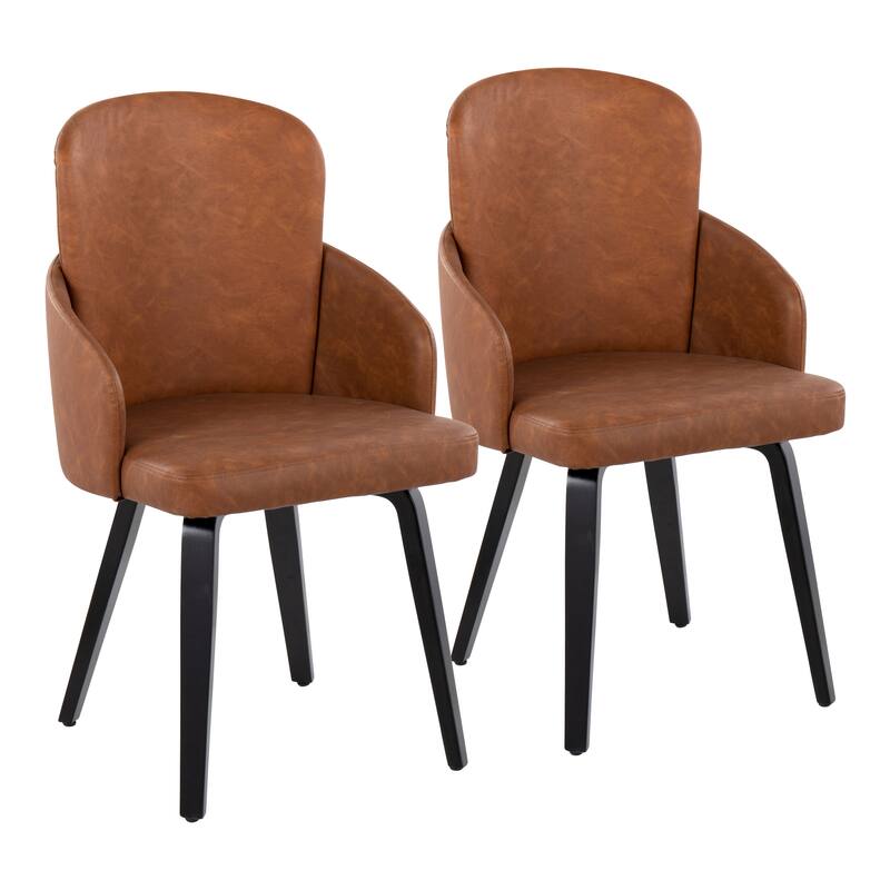 Silver Orchid Dahlia Dining Chair with Wood Legs (Set of 2)