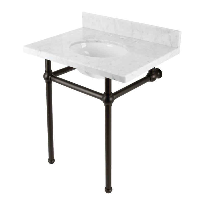 Kingston Brass KVBH3022M8 Addington 30" Rectangular Brass, Marble - Marble White / Oil Rubbed Bronze