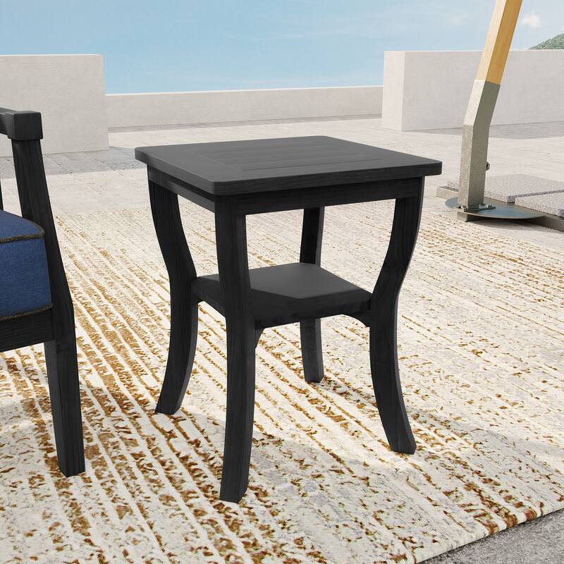 Black Wood Patio Accent Chairs with Water-Resistant Cushions
