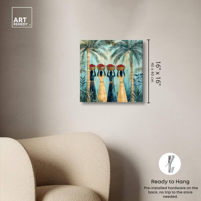 Walk Under Palms Canvas by Art Remedy, Gallery Wrapped