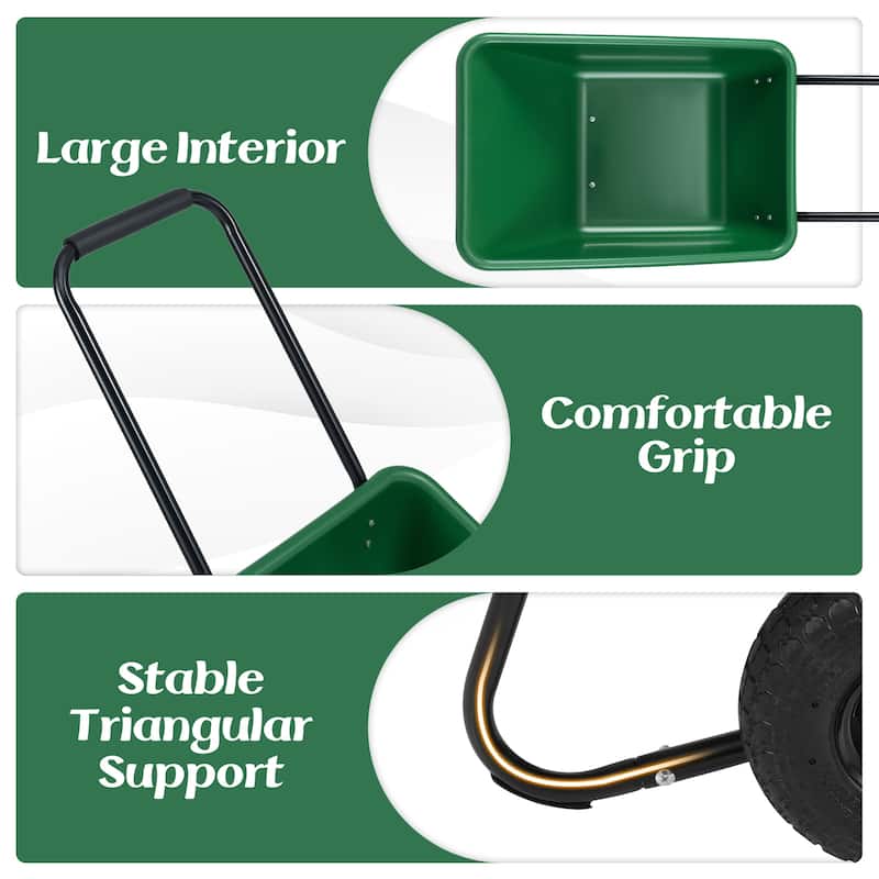 Gymax Dual-Wheel Wheelbarrow w/ Pneumatic Tires 330 LBS Load Capacity