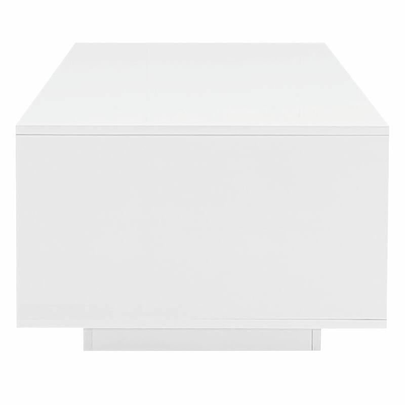 Modern High Glossy Rectangle Coffee Table with 16 Color LED Lights