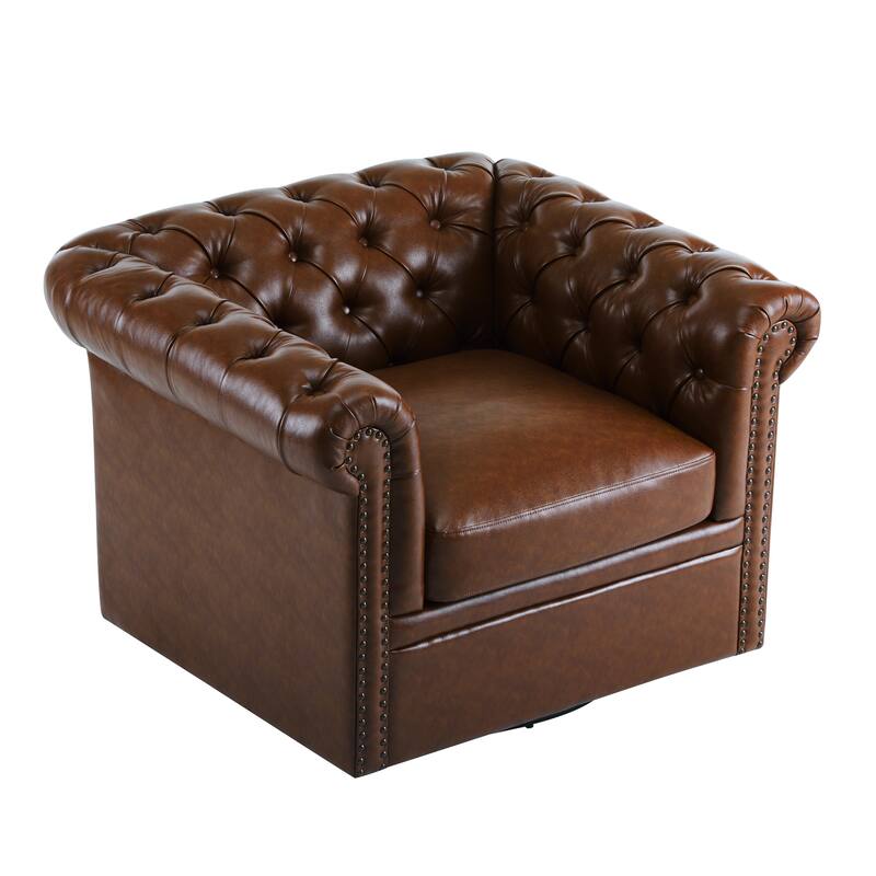 Christopher Knight Home - Chesterfield Swivel Club Chair with Deep Button Tufting and 360-Degree Rotation