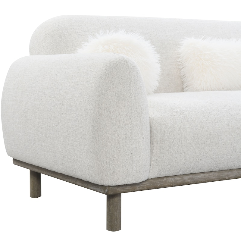 Furniture of America Velin Mid Century Modern OEKO TEX Chenille Sofa with Ball Pillows