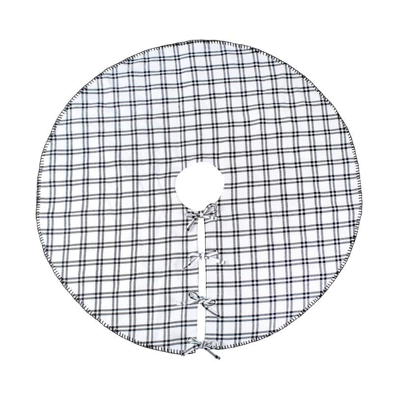 National Tree Company 48 in. HGTV Home Collection Plaid Whipstitch Tree Skirt, Black and White - 48 in