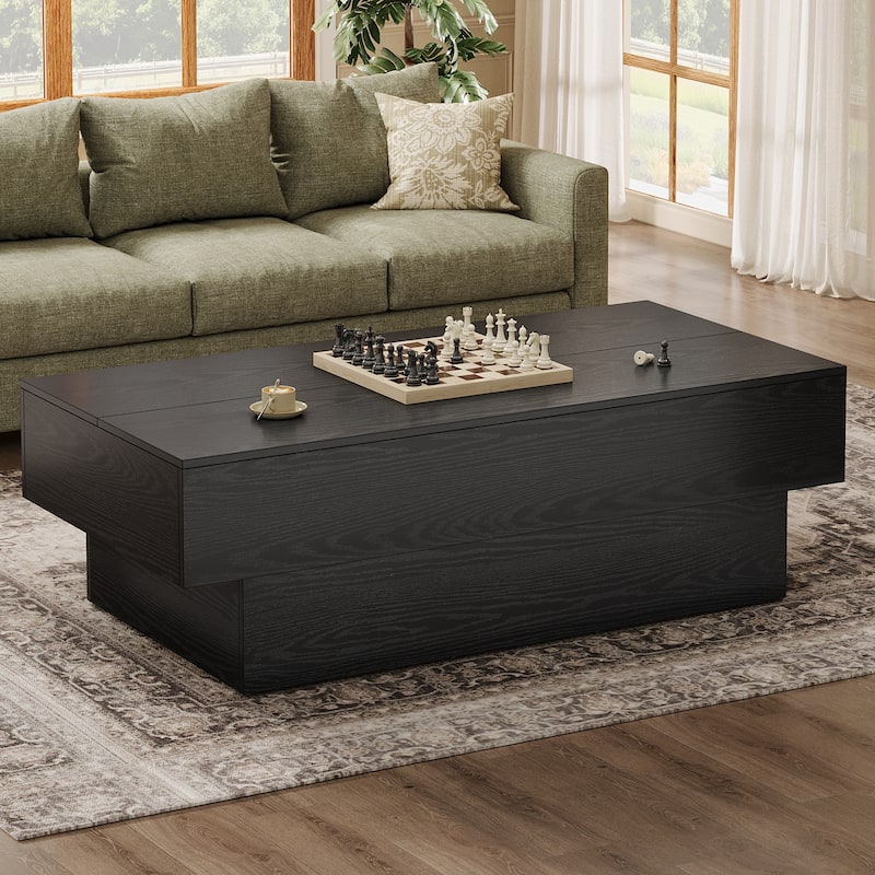 55-Inch Wood Coffee Table, Large Rectangle Tea Table, Center Table for Living Room, Office Reception