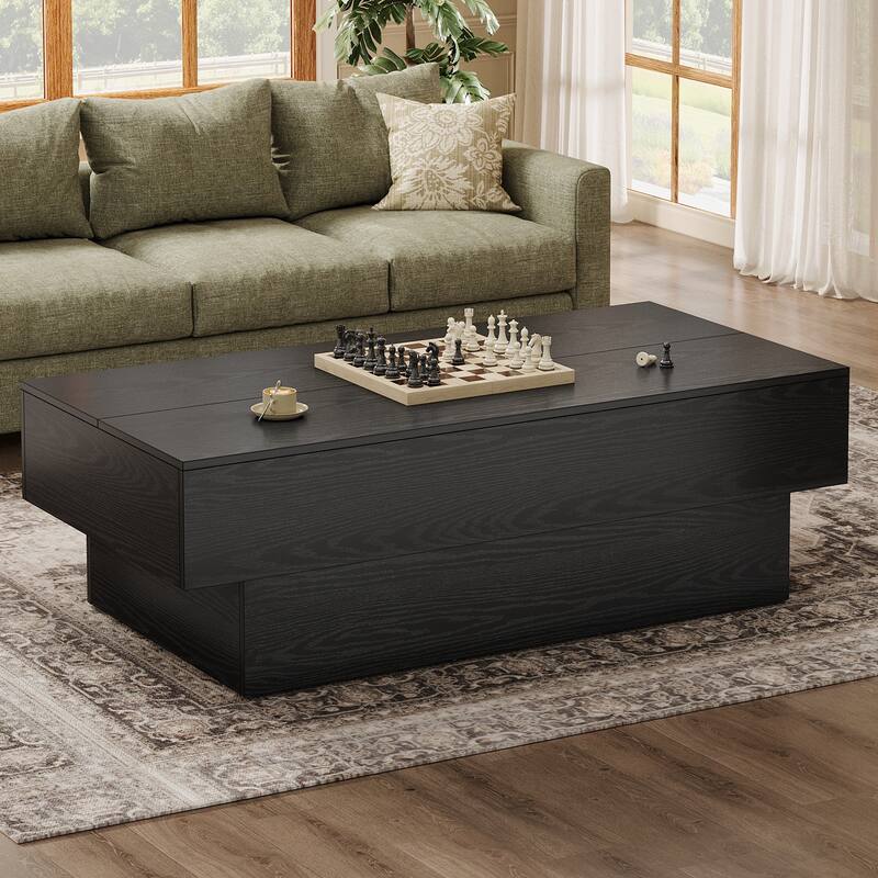 Farmhouse Wood Coffee Table, 55-Inch Rectangle Large Tea Table