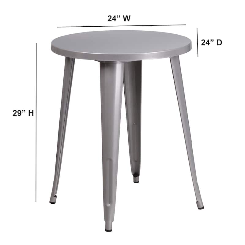 Steel Round Indoor/ Outdoor Table - 24"W x 24"D x 29"H