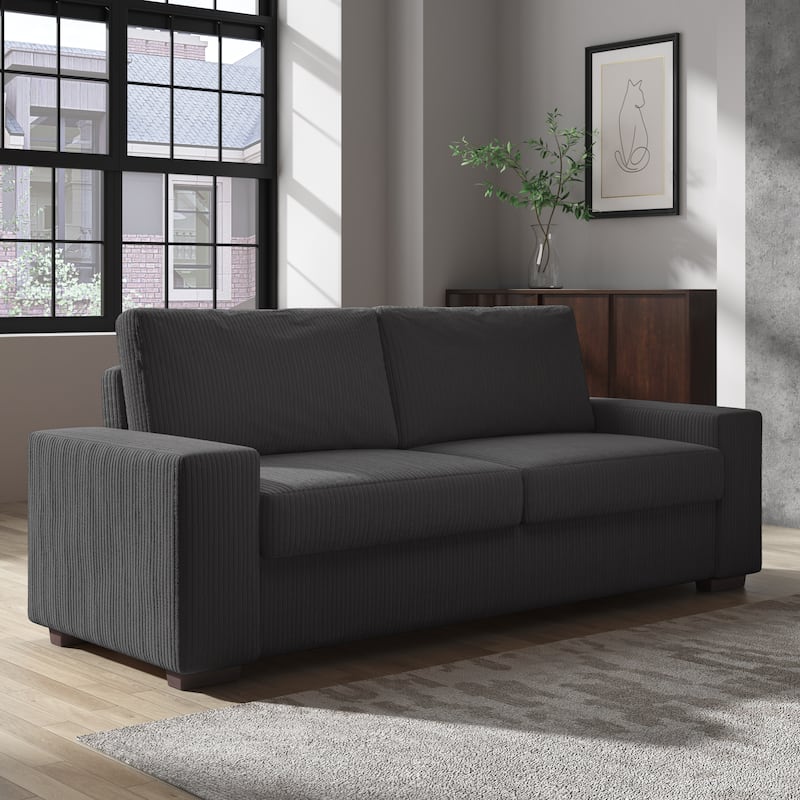 Modern 80" Upholstered Fabric 3-Seater Sofa - Gray-Corduroy