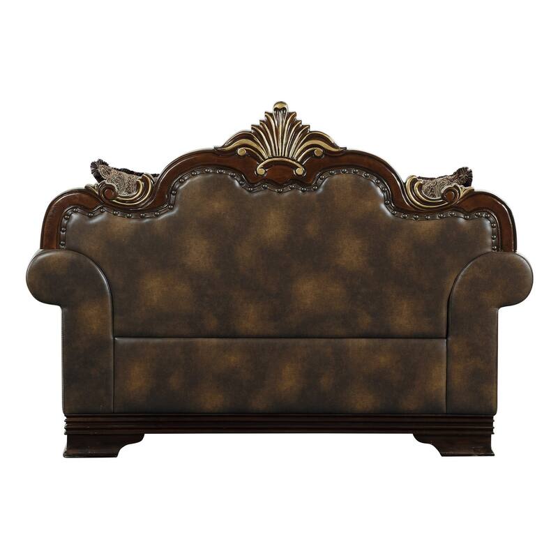 Nanette Brown Faux Leather Love Seat