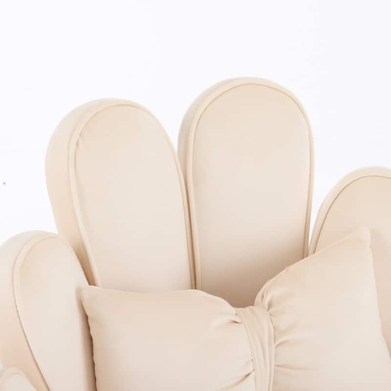 Scalloped Petal Velvet Accent Chair with Pillows