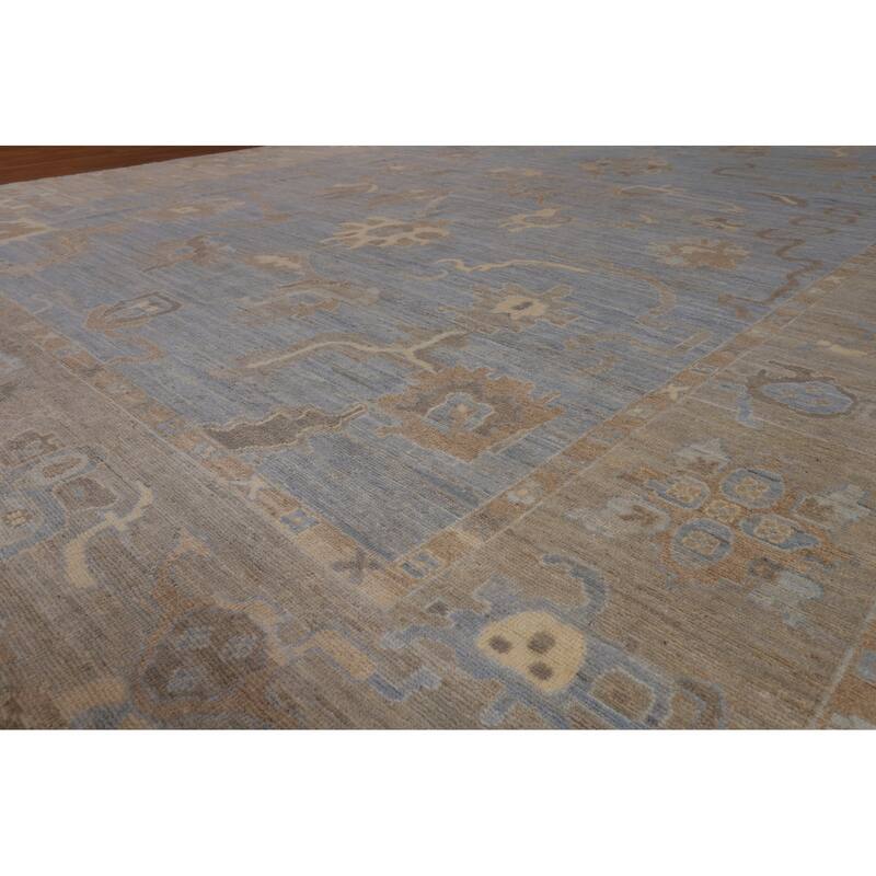 Blues & Grays Oushak Turkish Large Rug Handmade Wool Carpet - 10'1"x 13'11"