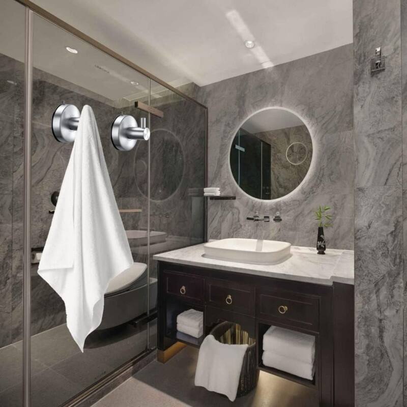 Bathroom Suction Cup Hooks Set of 2 Brushed Nickel Stainless Steel Shower Hooks 15 lbs