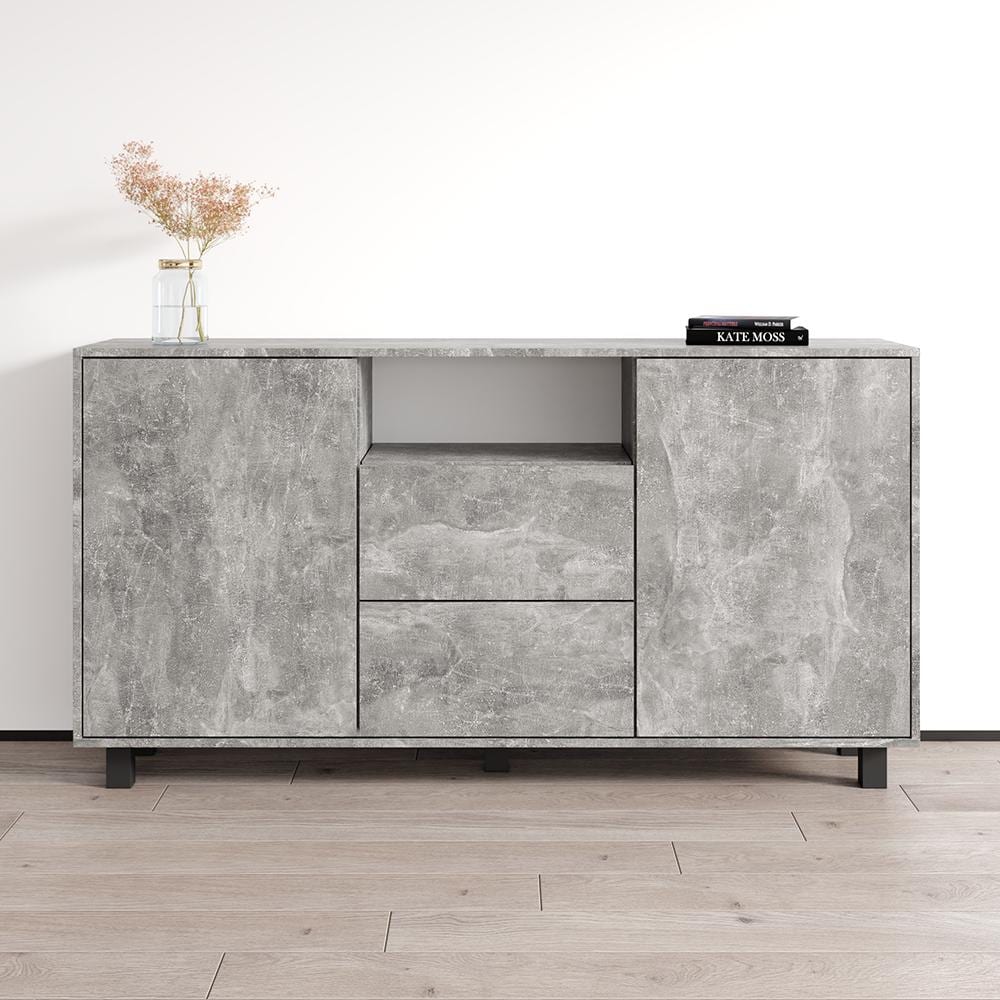 Meble Furniture Apus 2D2S Sideboard 67" Concrete Matte Finish Modern European Crafted Buffet